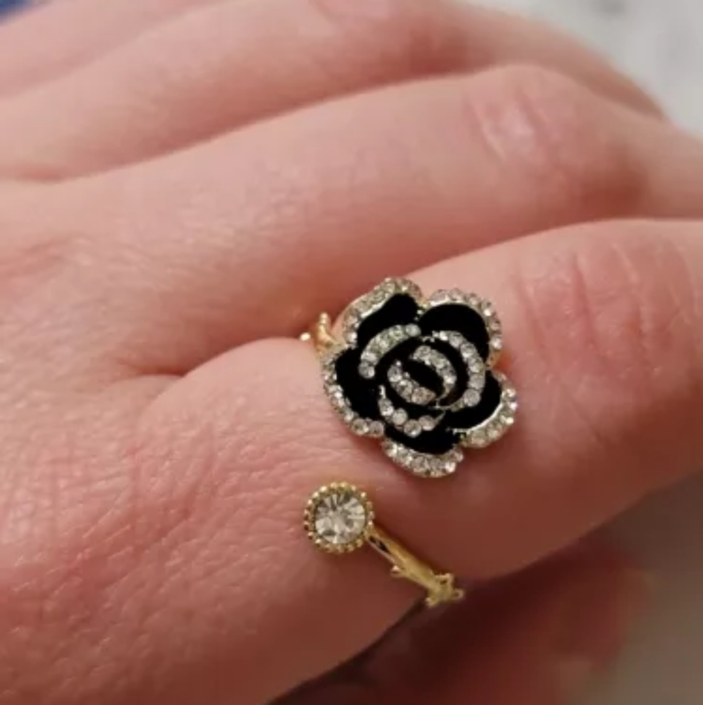 !NEW Gold Onyx Ring | Micropave Open Size Band Ring - Picture 5 of 16